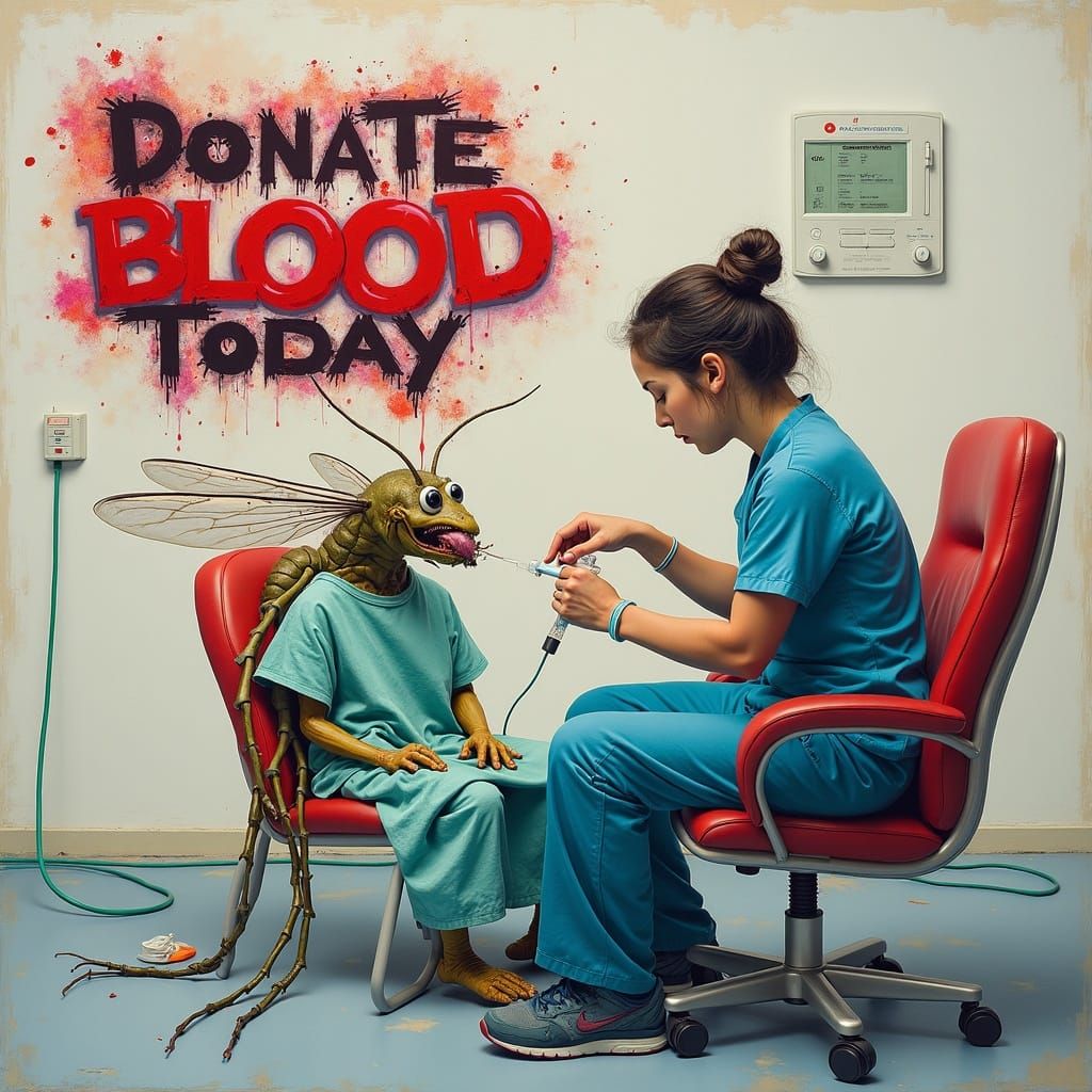 A mosquito donating blood 2.