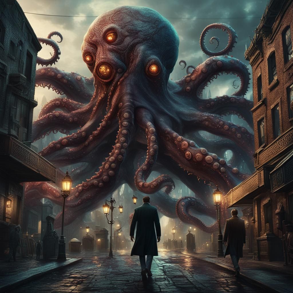 Lovecraftian Nightmare Cityscape Concept Art