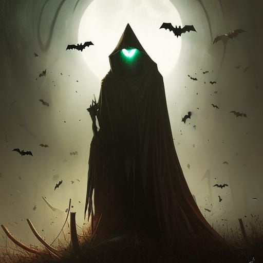 Eerie Halloween Horror Scene in Fantasy Art Style