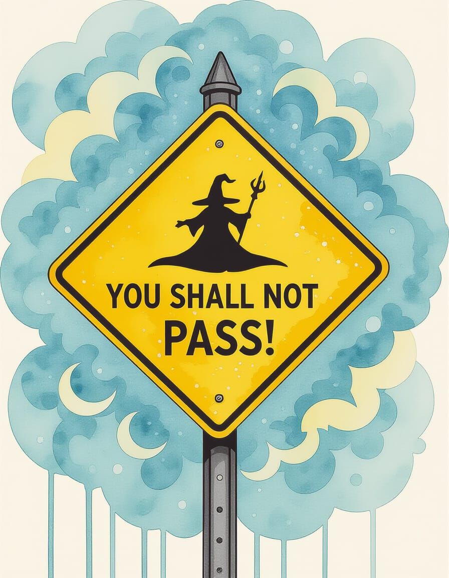 Watercolor Wizard Sign: You Shall Not Pass!