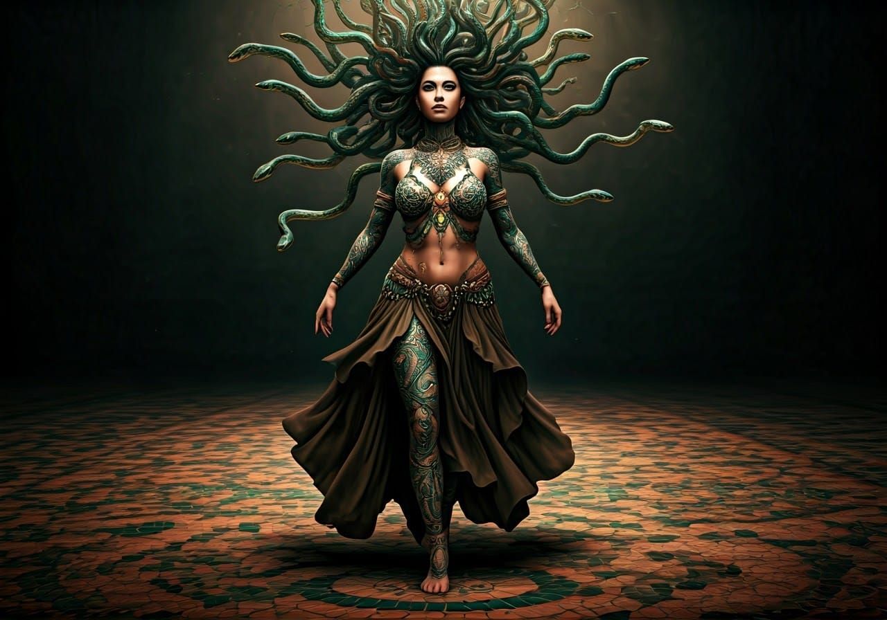 Medusa Reimagined: Woman with Snakes in Psychedelic Art
