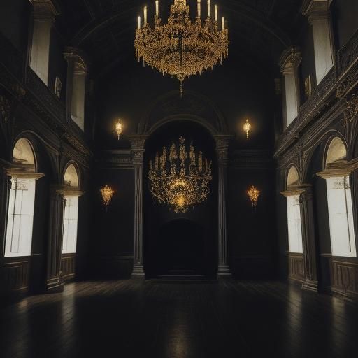 Dark Lord in Castle Grand Hall: Surreal Art