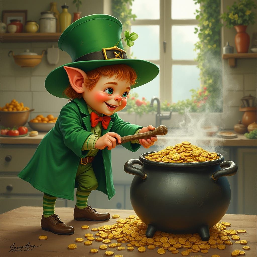 Leprechaun Cooks Up Pot of Gold in Whimsical St Patrick's Da...