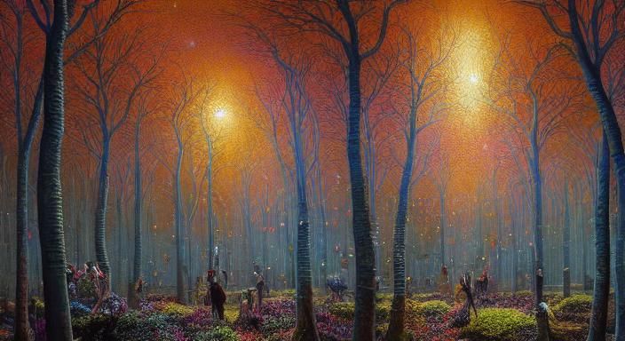 Surreal Gathering of Geniuses in a Fairytale Setting