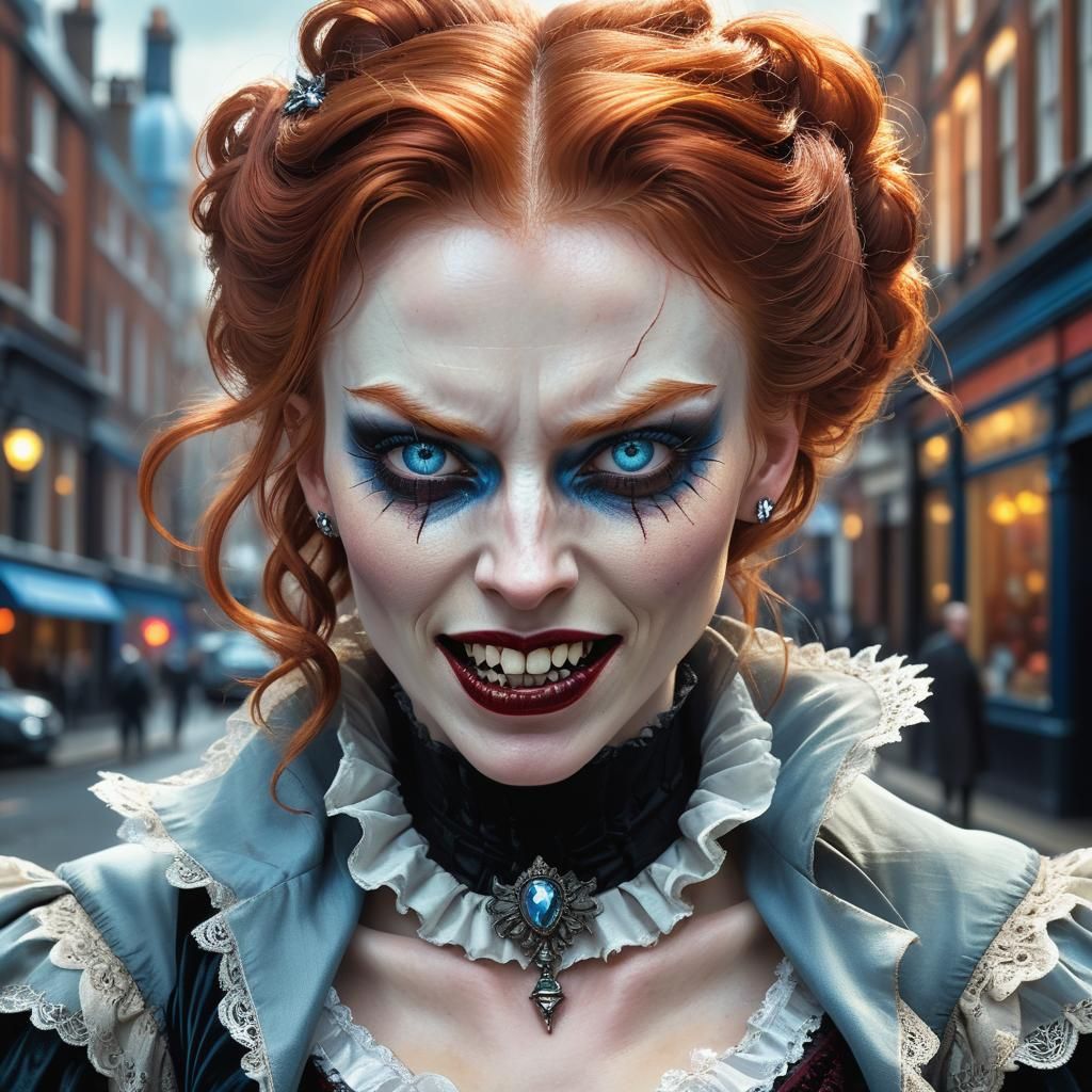 Victorian Vampire in London, Hyperrealistic Concept Art