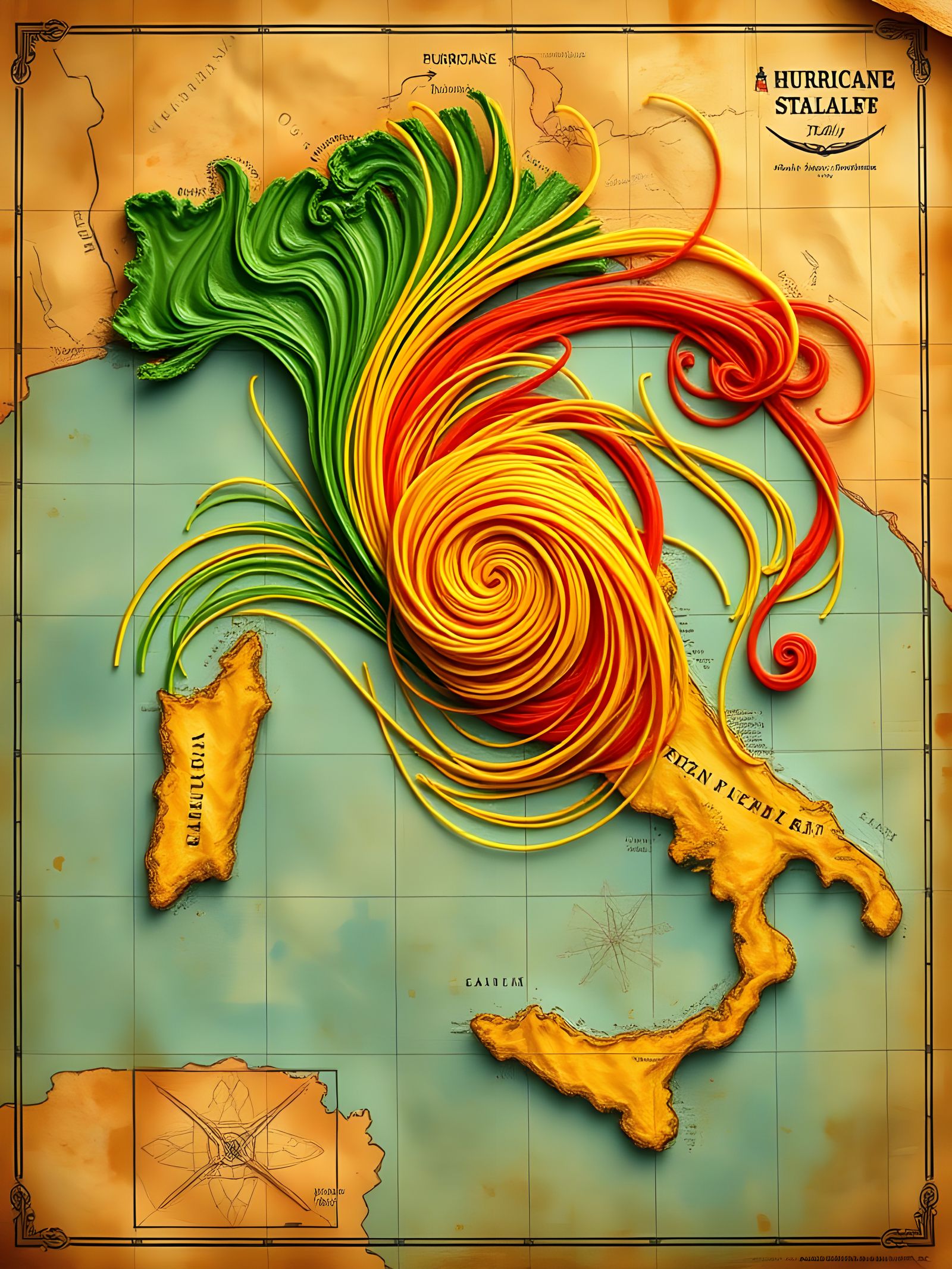 Hurricane Forecast Spaghetti Map of Italy