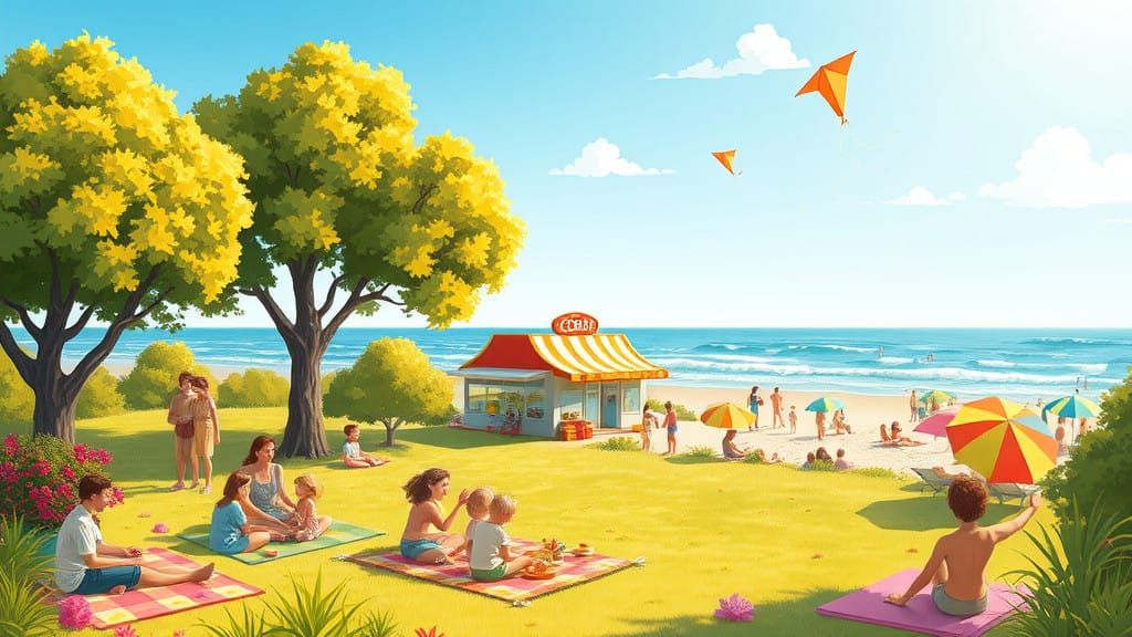 Idyllic Summer Afternoon in a Lush Park Landscape