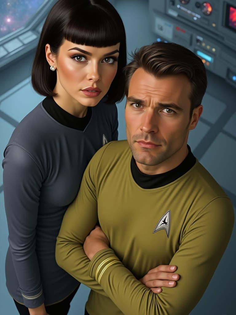 Captain John and Loxy Vulcan Princess on Futuristic Starship...