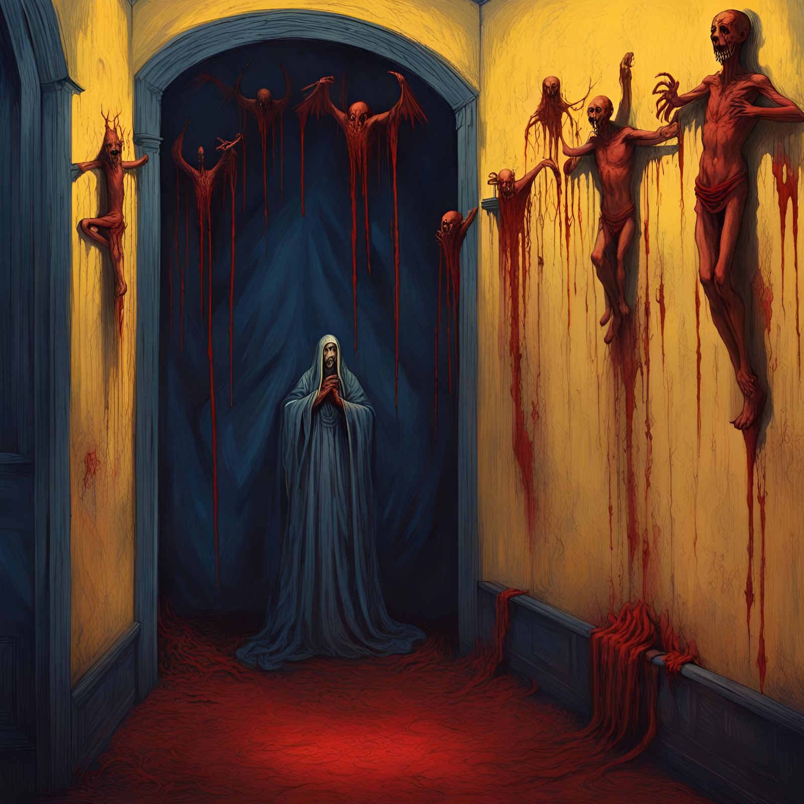 Macabre Sacrifice Scene with Celtic Patterns