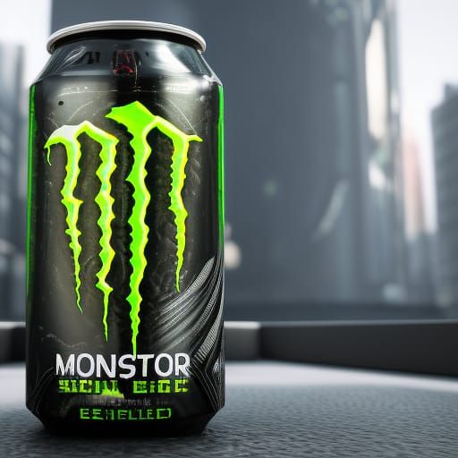 Futuristic Sci-Fi Monster Energy Drink in Polished Metal