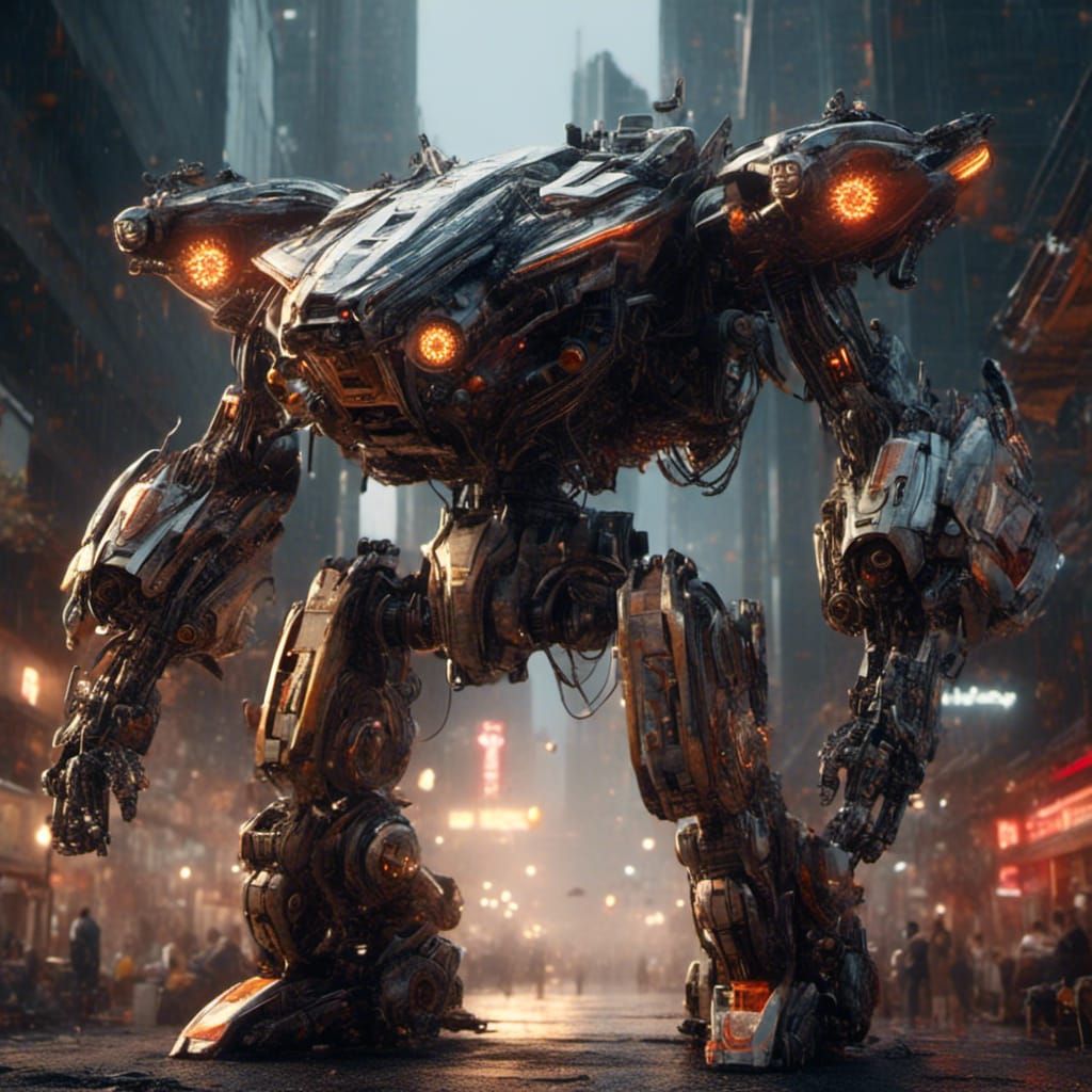 Realistic Mech with Country Signs Detailed Design