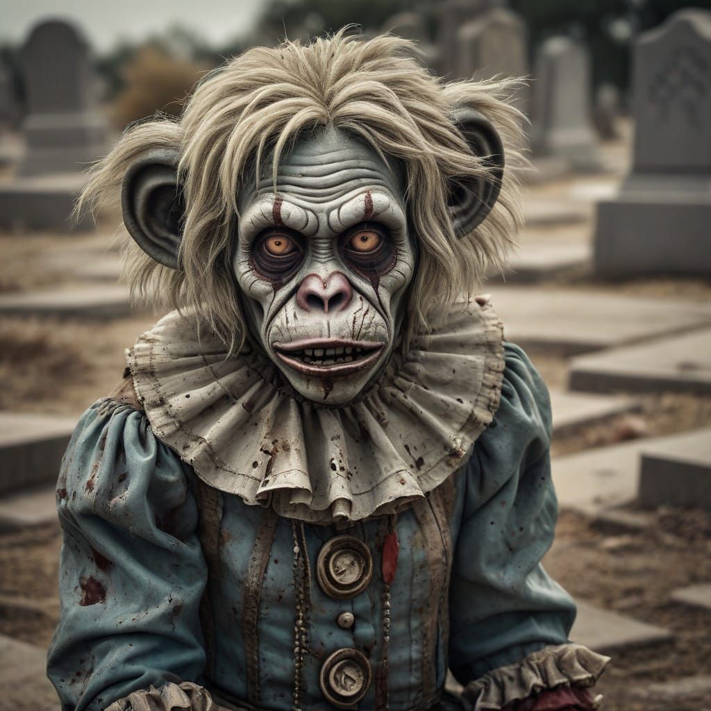 Abandoned Zombie Monkey in 1930s Oklahoma Dust Bowl Cemetery