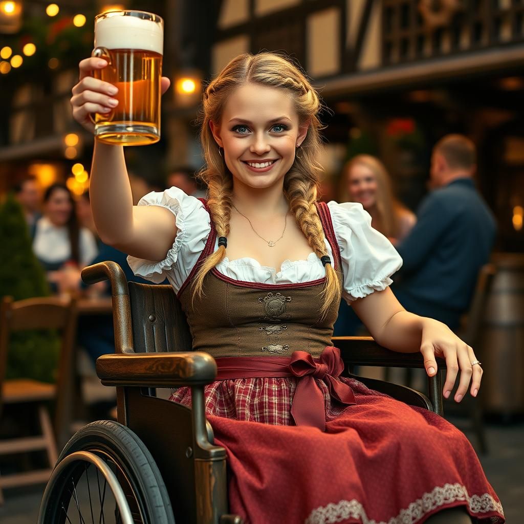 Oktoberfest Cheer: Fraulein in Dirndl Dress