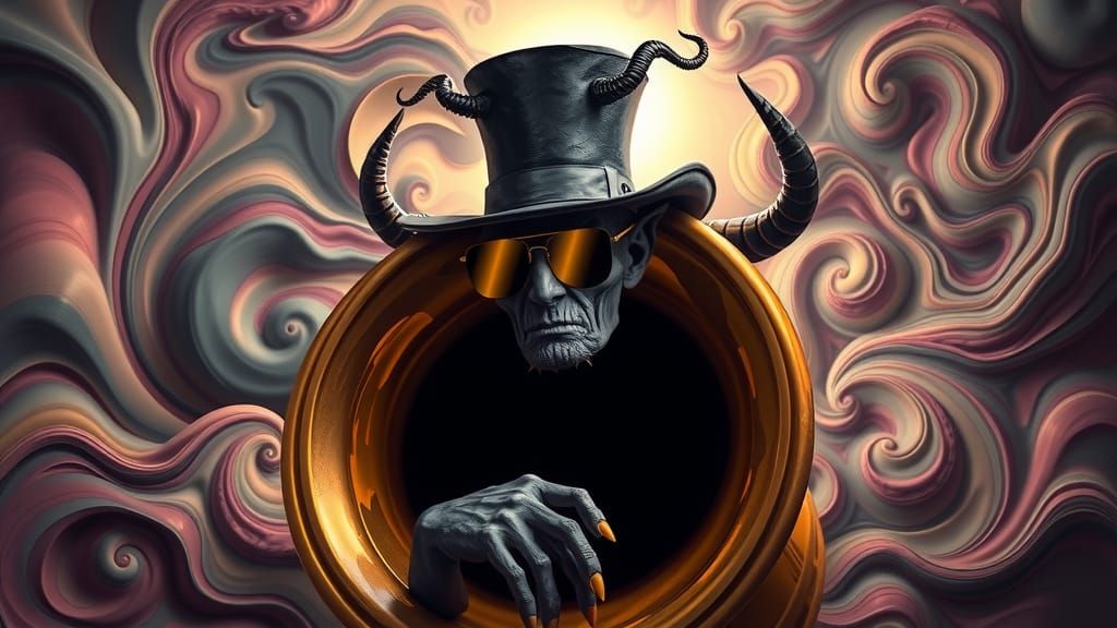 Surreal Demon Plays Tuba in Dark Futuristic Style