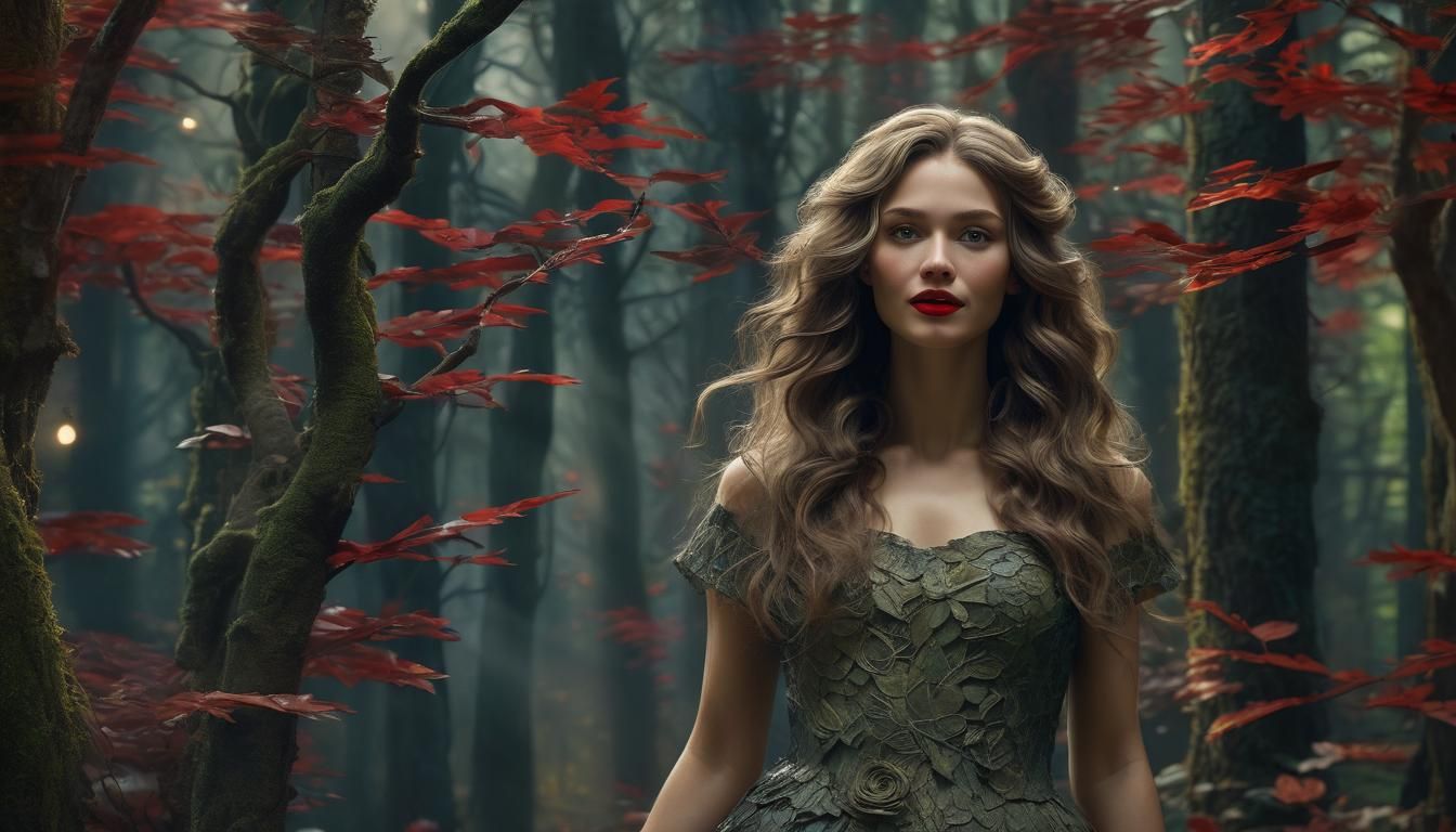 Hyperrealistic Wax & Paper Lady of the Forest