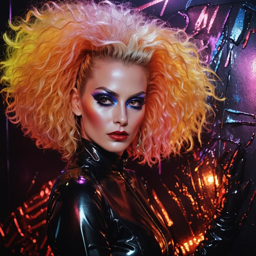 Glam Rock Portrait in 80s Editorial Style