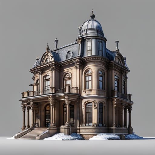 Ornate City Mansion in Hyperdetailed Style