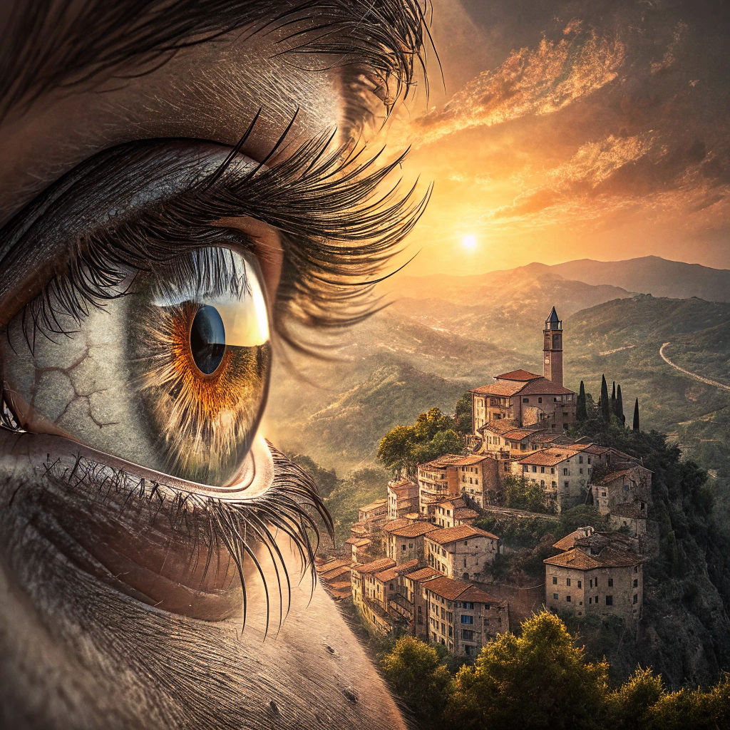 Detailed Eye Reveals Golden Italian Sunset