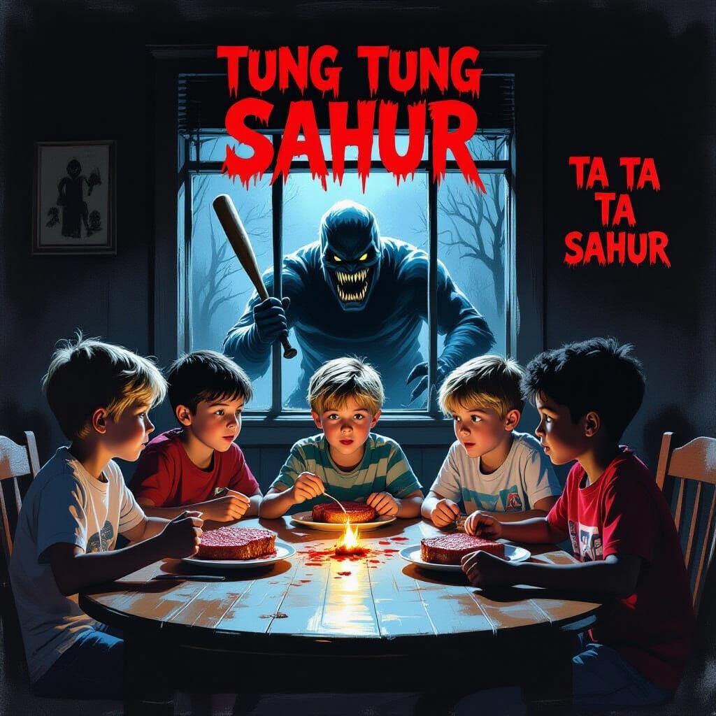 Boys Feast in Haunted House with Monster