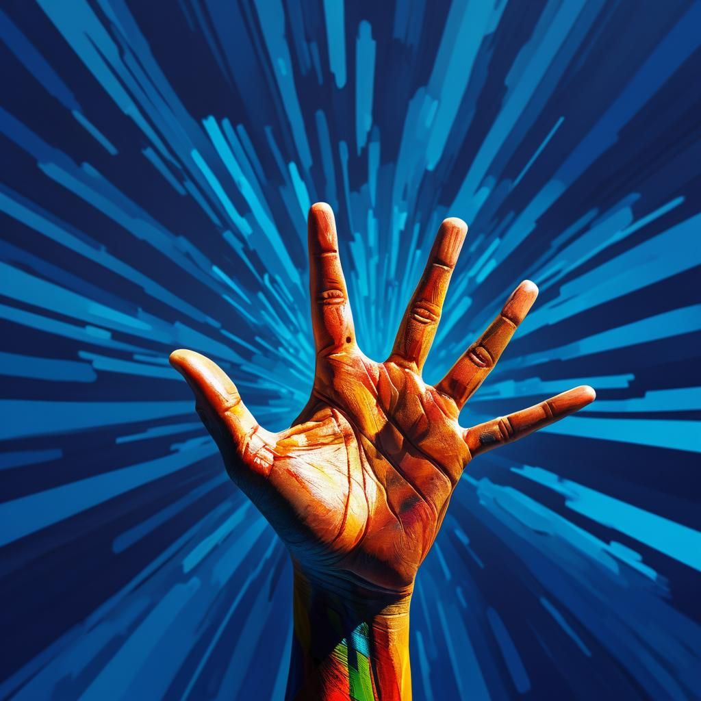 Man with Hundred Fingers in Hyperrealistic Style