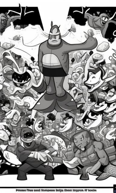 Cartoon Shark Hero Battles Human Typhoon