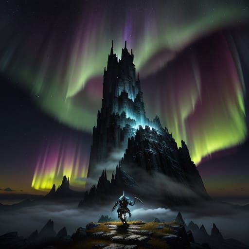 Heroic Warrior Triumphs Amidst Fantastical Wonders in Cyberp...