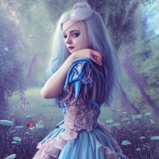 Alice in Wonderland Tea Party in Digital Art Style