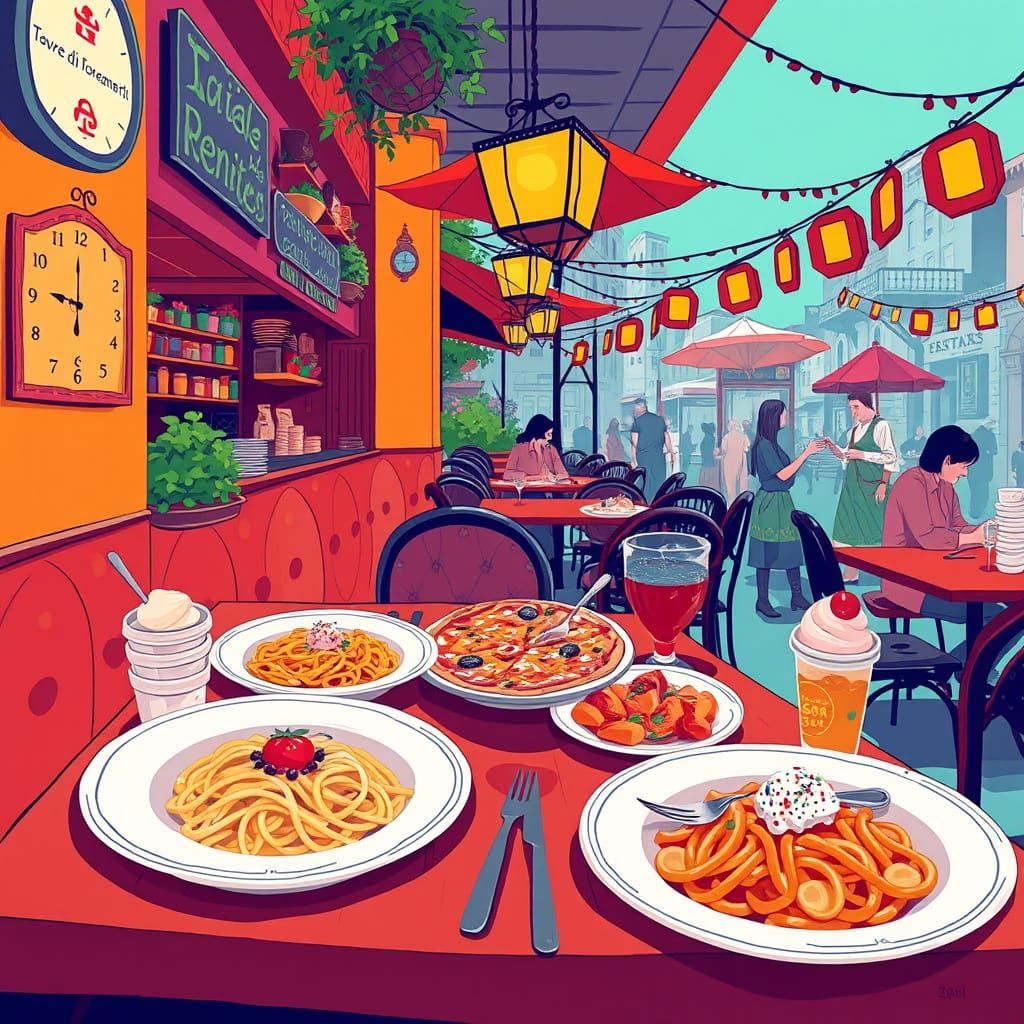 Italian Festivals Food Scene in Vibrant Colors