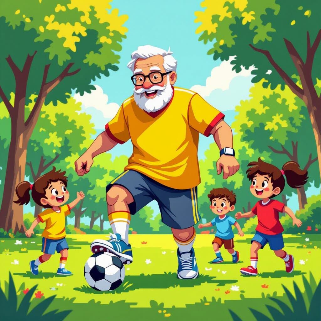 Pixel Art Soccer Game with Kids in Park