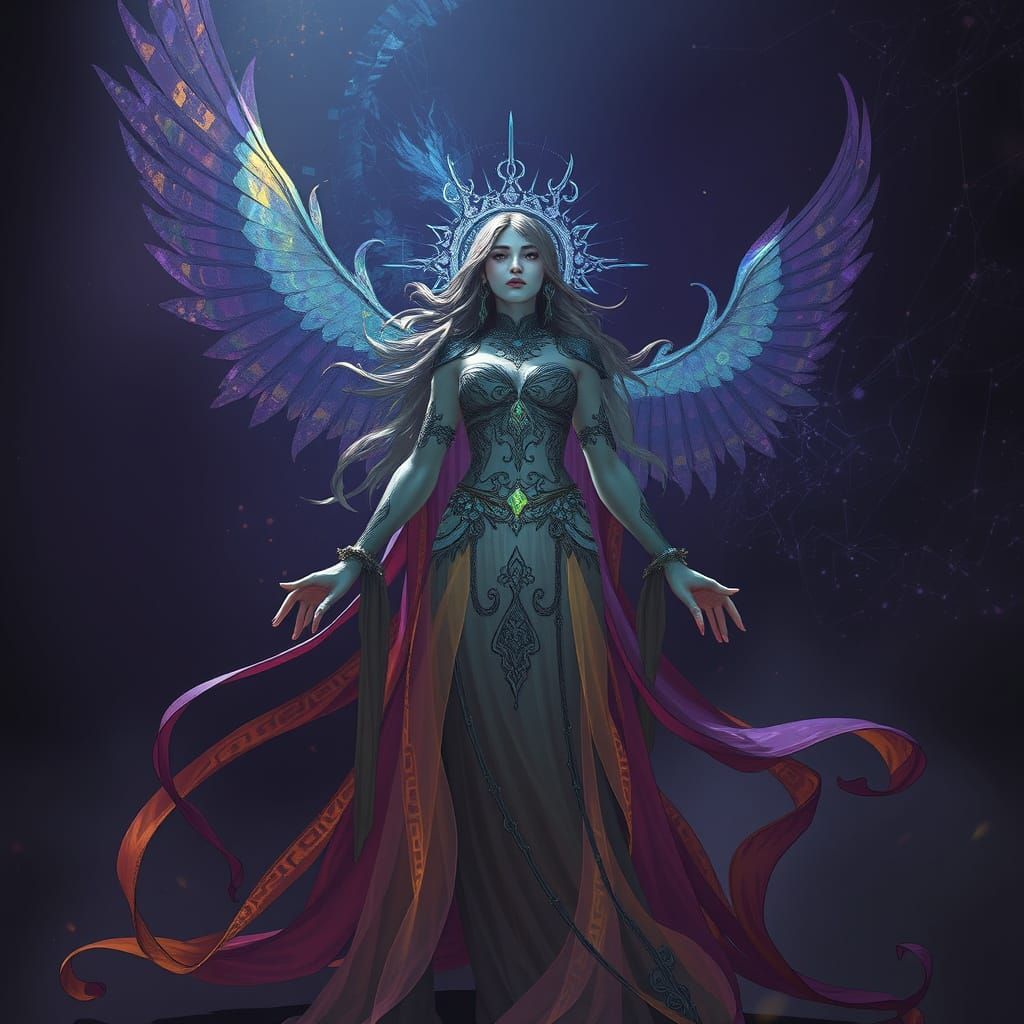 Mystical Lyra in Dark Fantasy Realm, Hyperdetailed Art