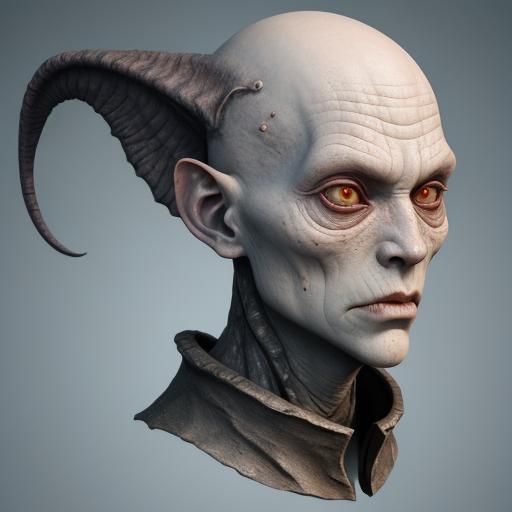 Alien Creature Portrait with Exaggerated Proportions