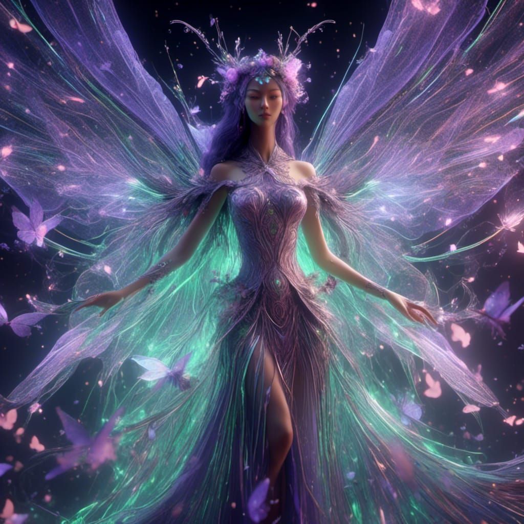 Luminous Bioluminescent Fairy in Dark Fantasy Style