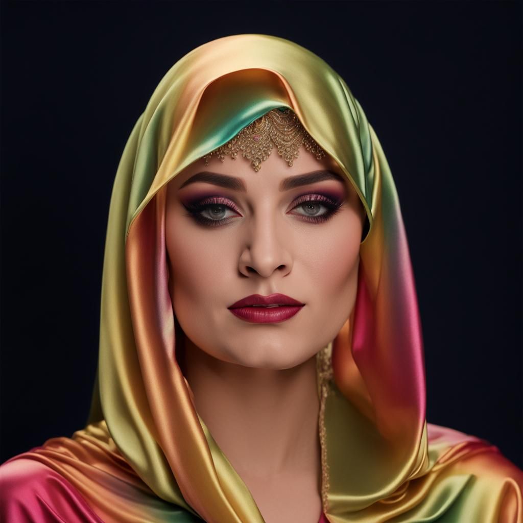 Rainbow Satin Kaftan: Sensual, Statuesque, Gradient Colors