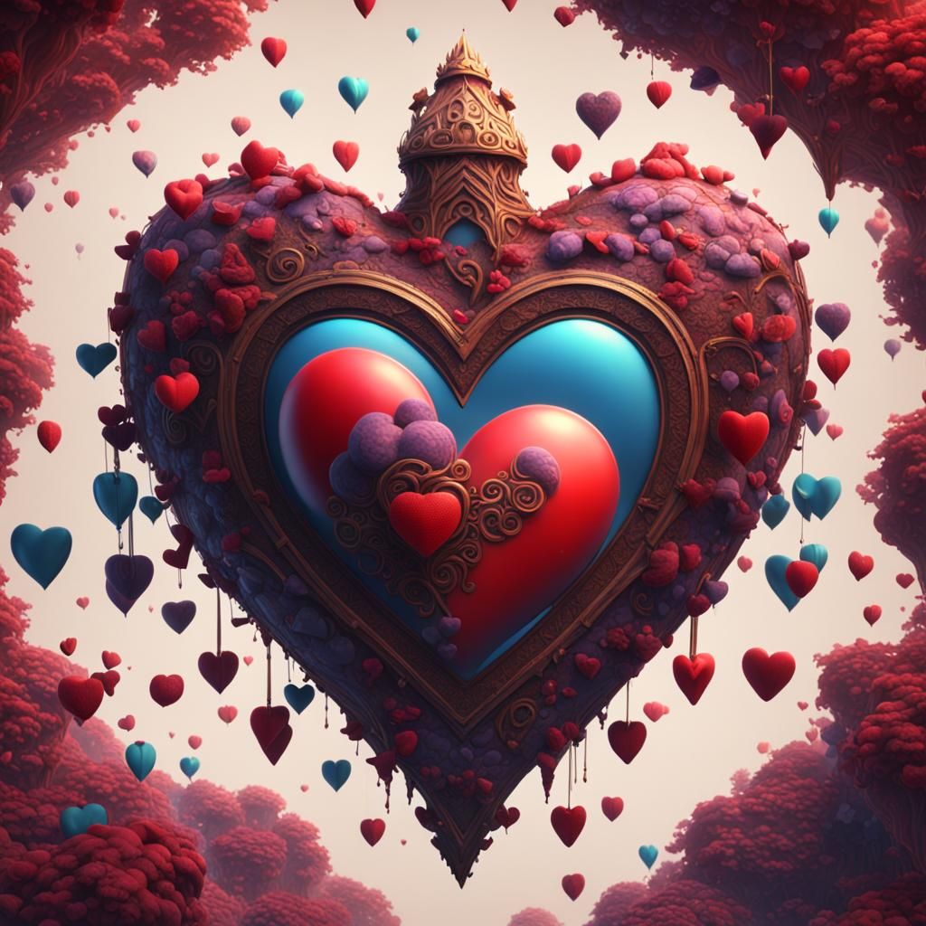 Fantastical Hearts in Detailed Matte Painting