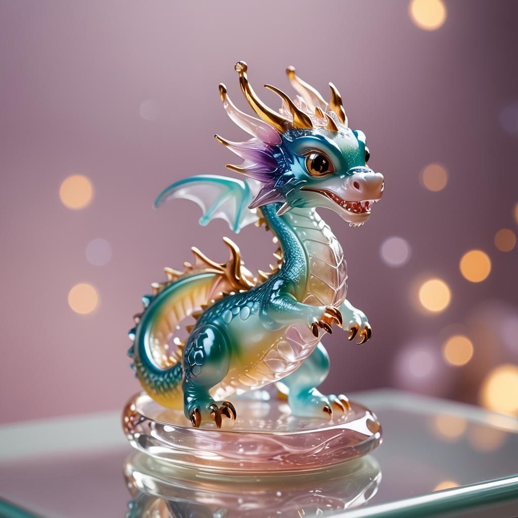 Chibi Dragon Blown Glass Figurine Product Photography