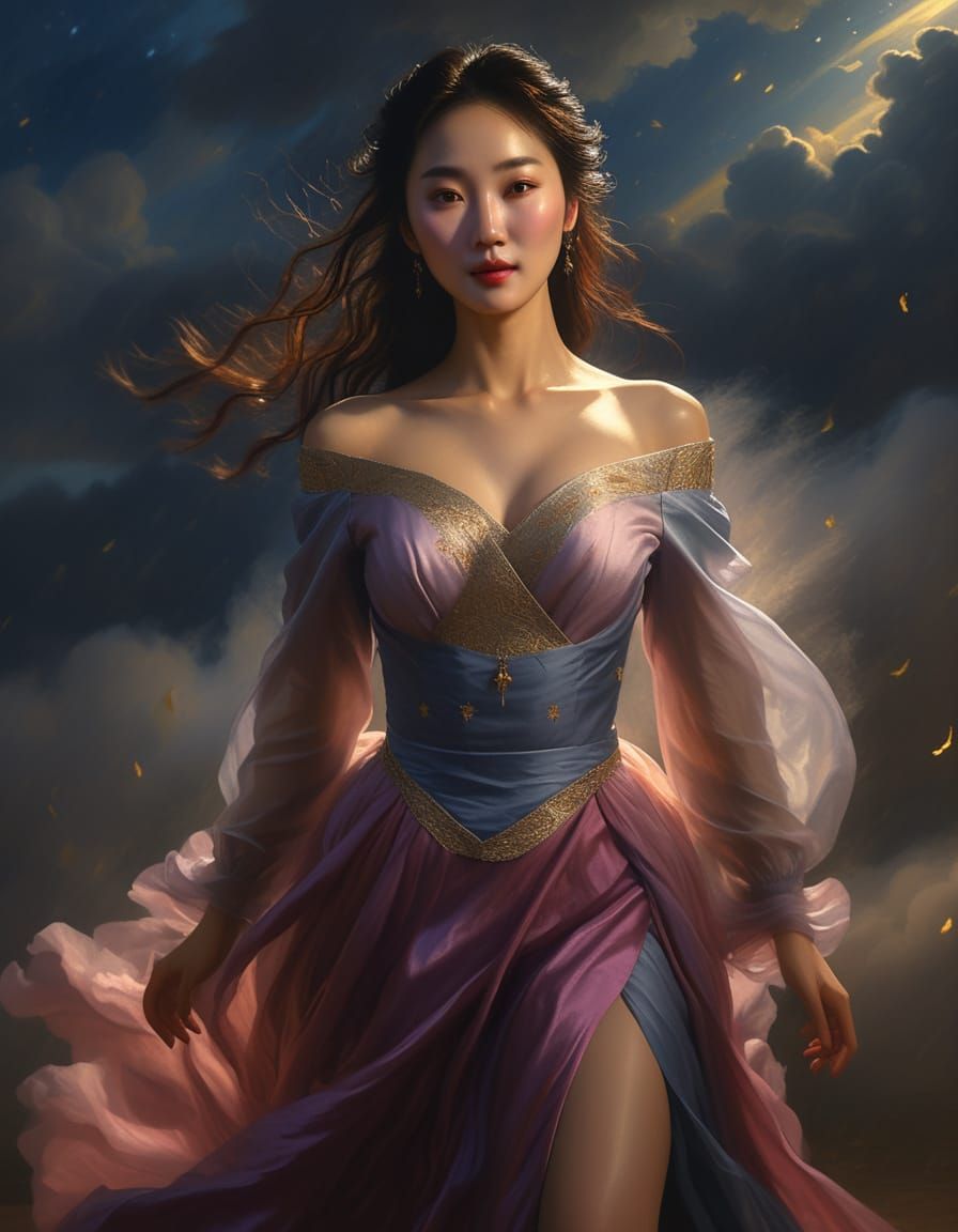 Ethereal Korean Beauty in a Renaissance-Inspired Masterpiece