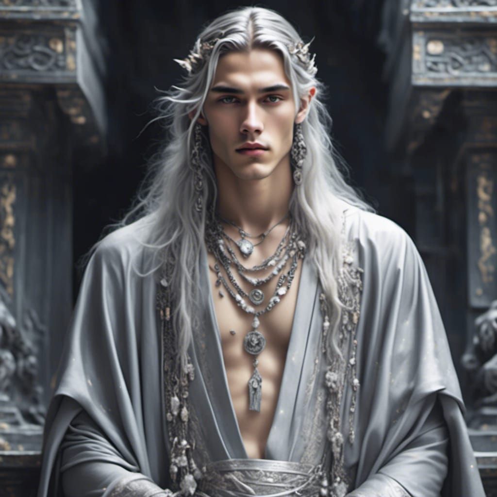 Hyperreal Young God in Grey Robes