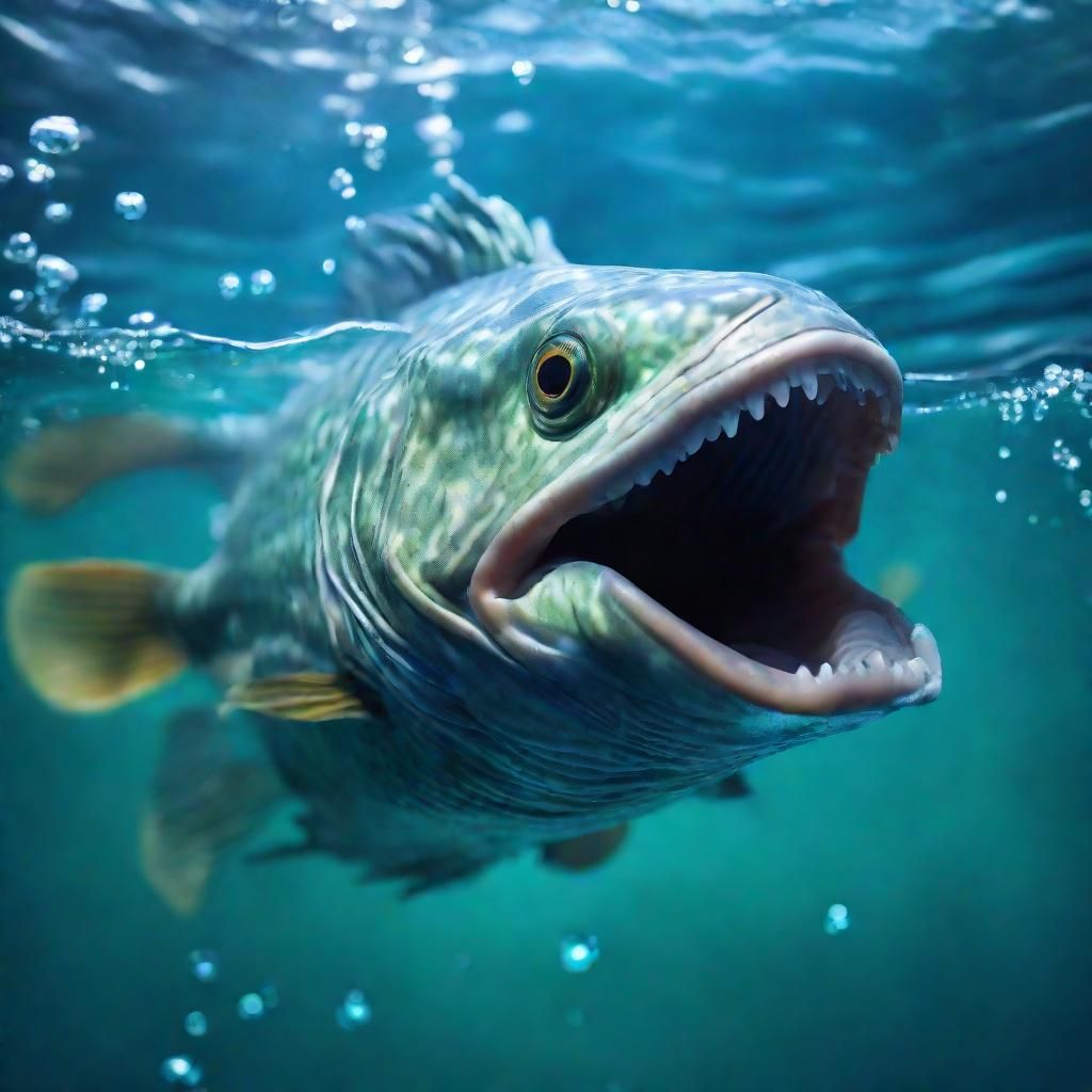 Screaming Fish Underwater: Hyperrealistic Oceanic Horror