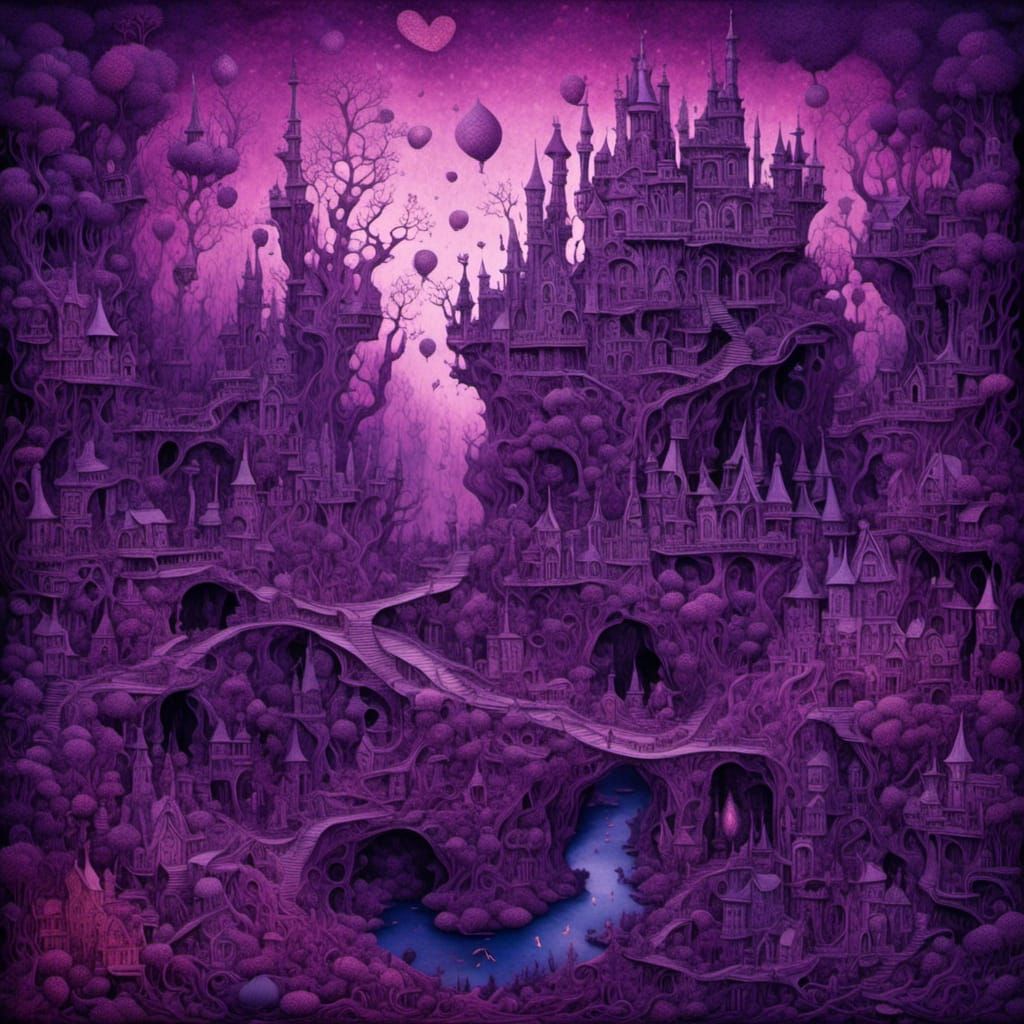 Mystical Purple City with Amethyst Energy