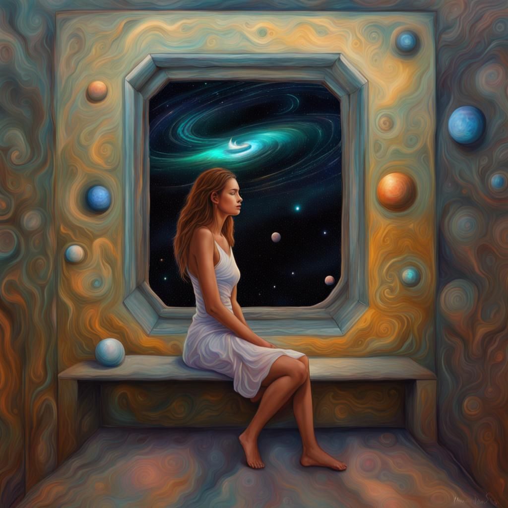 Astral Figure Awaits Moment in Space and Time