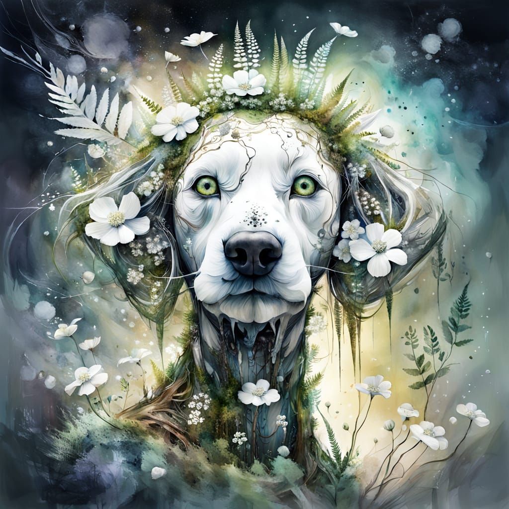 Surrealusm , Beautiful blossom poodle  (created  entirely ou...