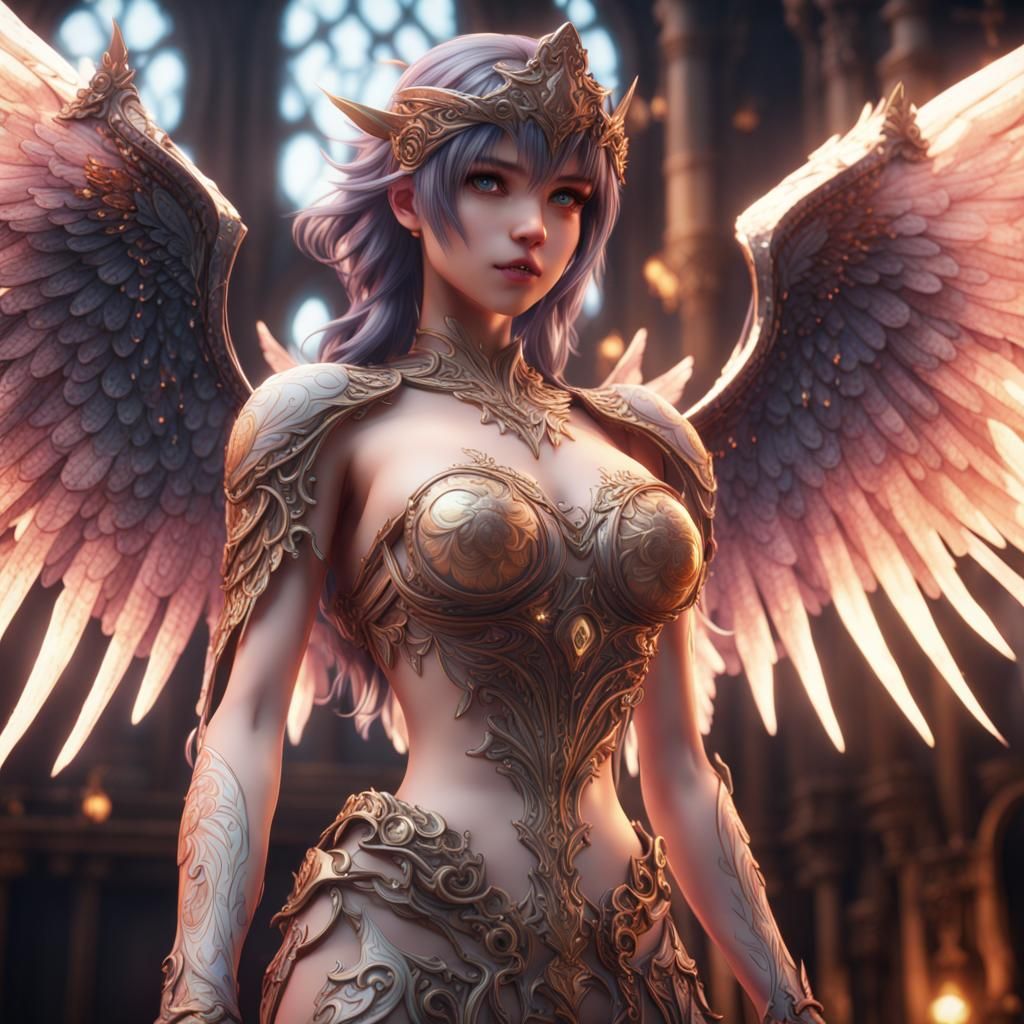 Anime Angel in Detailed Matte Painting