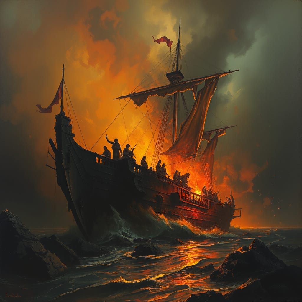 Gothic Ship of the Damned in a Dark, Horror-Inspired Scene