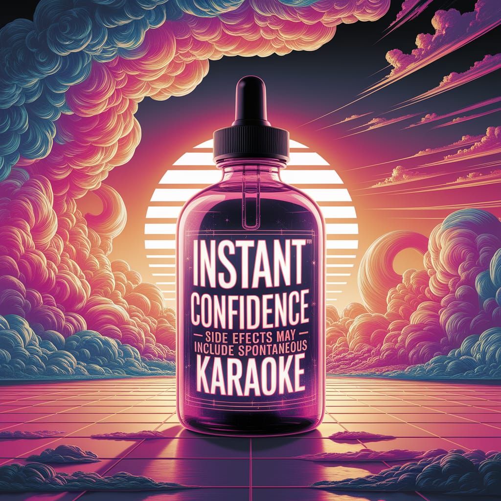 Glowing Bottle in Vibrant Sunset Scene