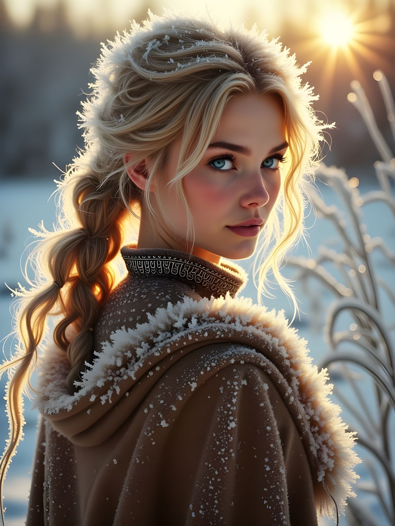 Norse Goddess in Winter Wonderland, in Whimsical Watercolor ...