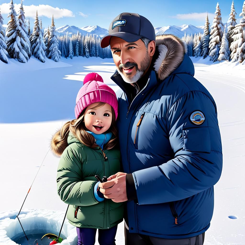 Father and Daughter Ice Fishing Adventure