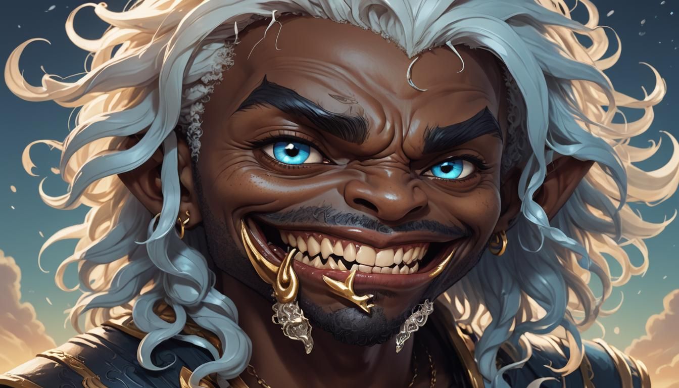 Whimsical Chibi Vampire Portrait in Golden Hour Light