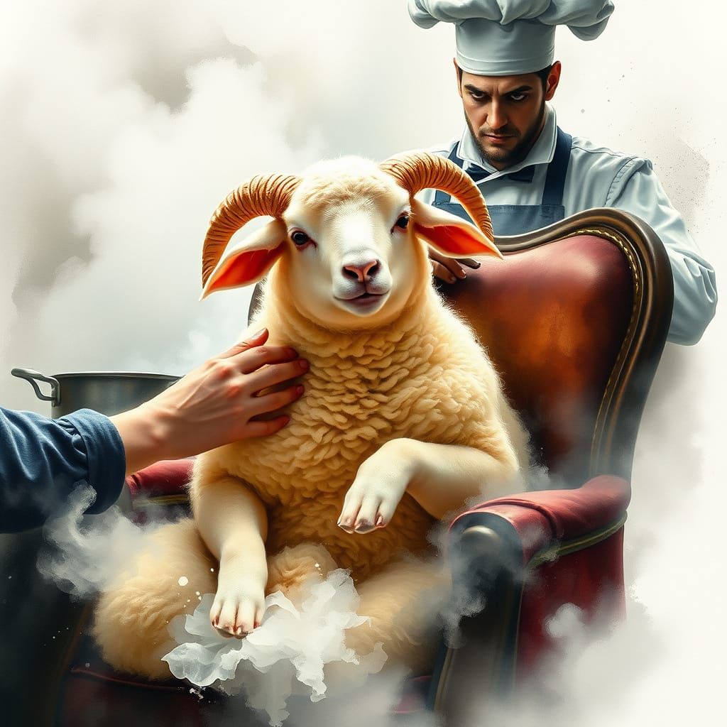 Nervous Lamb's Perilous Pampering, Pre-Raphaelite Style