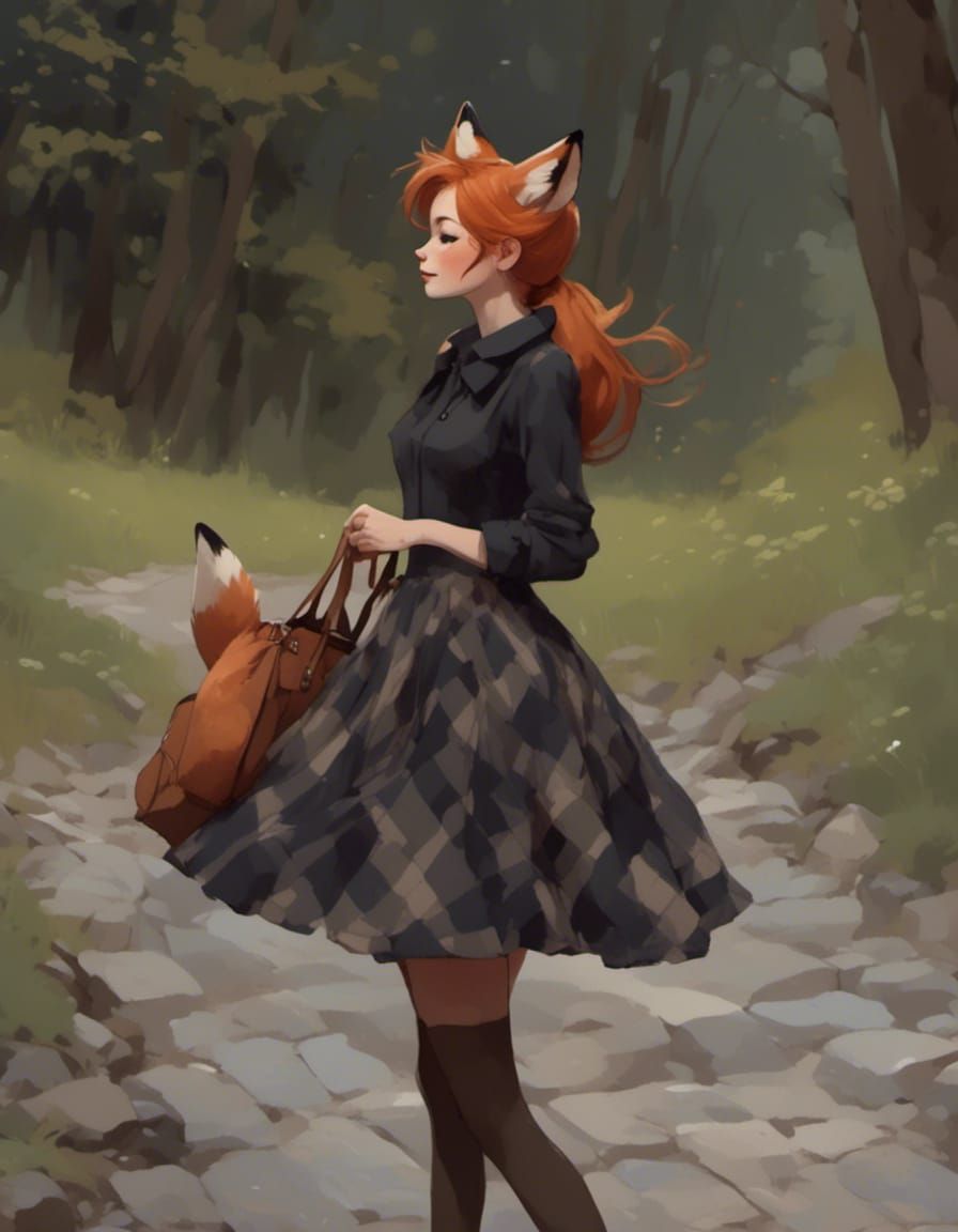 Fox-girl VIXEN on a path to town. A fox spirt stows away in ...
