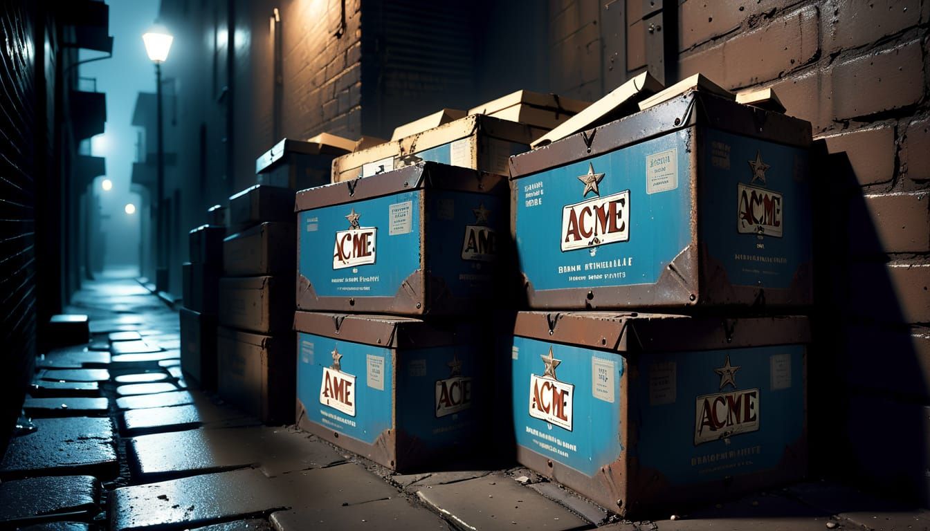 Mysterious Dynamite Boxes in a Film Noir Alleyway